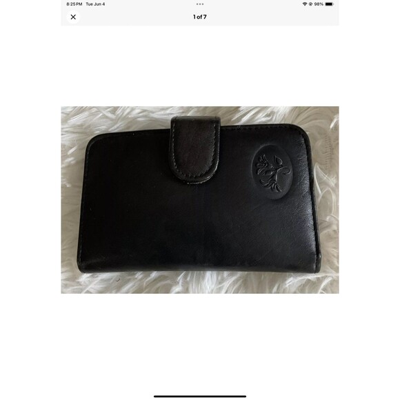 Vintage Buxton Black Top Grain Cowhide Leather Wallet Credit Card Slots Embossed - Picture 1 of 7